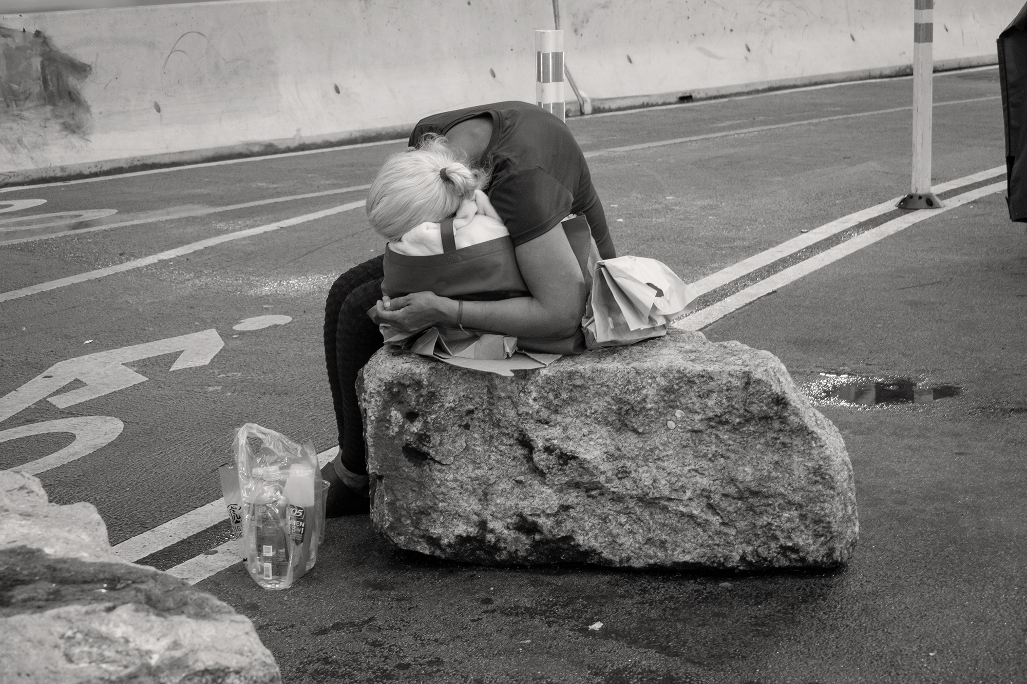 Christoph Radke, New York City, resting bag lady, 2022